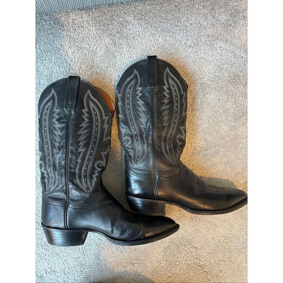 LUCCHESE 2000 Mens Black Italian Kangaroo Western Boots T3010 J4 Sz 8.5EE, $595 - Picture 1 of 10
